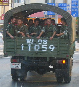People's Liberation Army soldiers in Shanghai