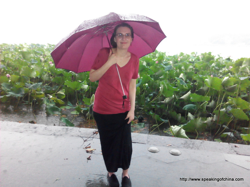 I know I'm smiling here, but believe me, most of my skirt and all of my shoes are soaking wet!